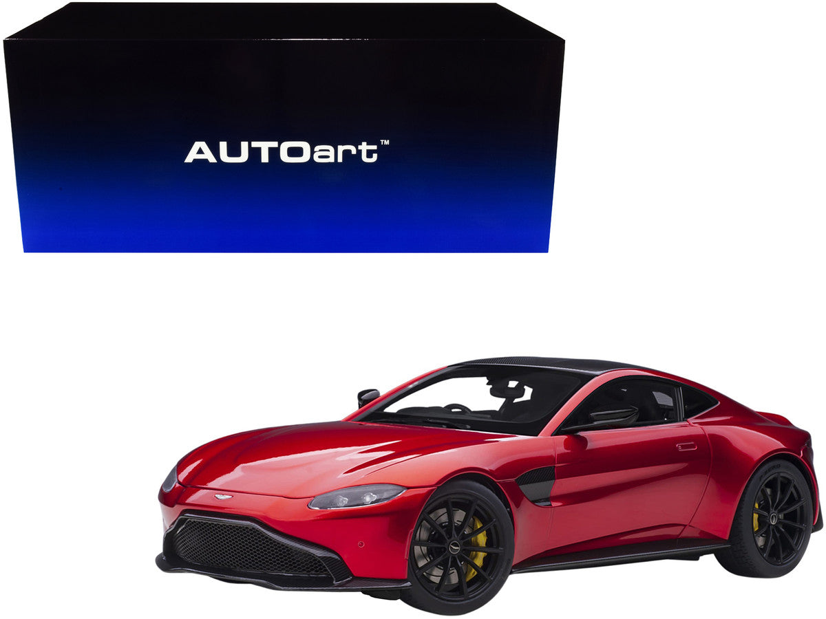 2019 Aston Martin Vantage RHD (Right Hand Drive) Hyper Red Metallic with Carbon Top 1/18 Model Car by Autoart-0