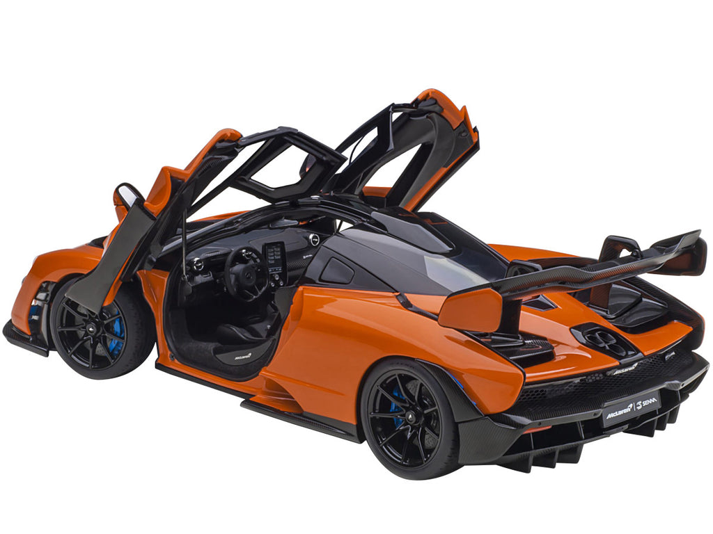 Mclaren Senna Trophy Mira Orange and Black with Carbon Accents 1/18 Model Car by Autoart-1