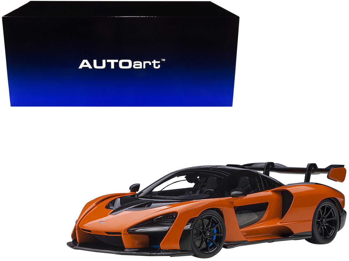 Mclaren Senna Trophy Mira Orange and Black with Carbon Accents 1/18 Model Car by Autoart-0