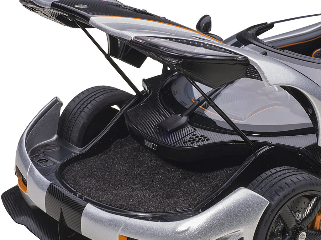 Koenigsegg Agera RS Moon Silver with Carbon and Orange Accents 1/18  Model Car by Autoart-2