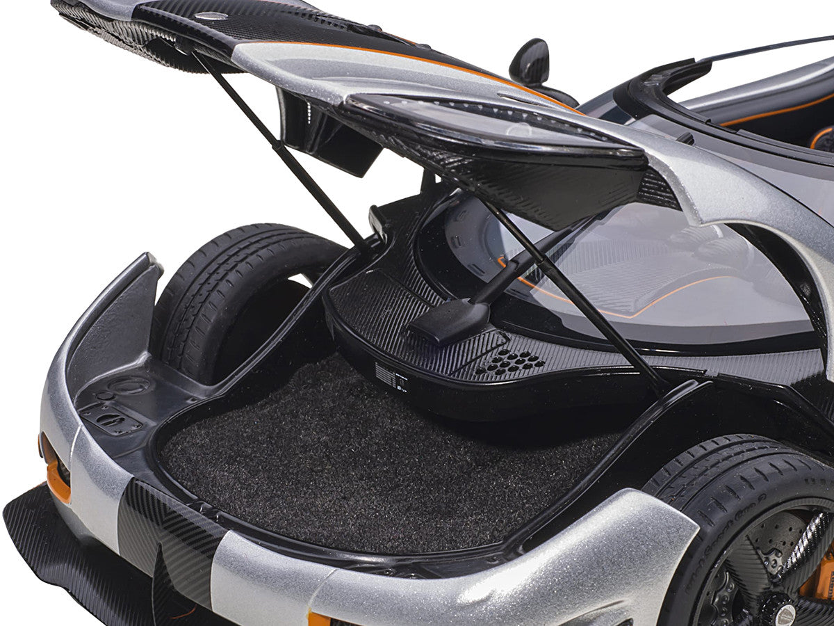 Koenigsegg Agera RS Moon Silver with Carbon and Orange Accents 1/18  Model Car by Autoart-2