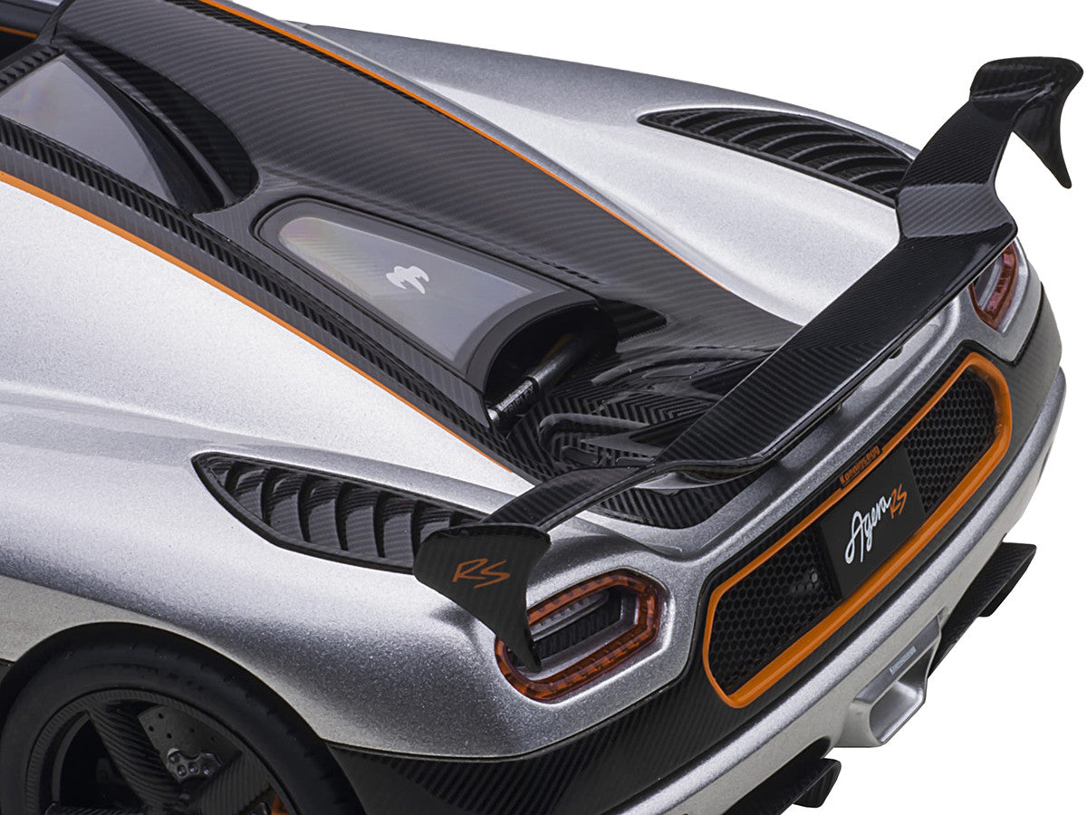 Koenigsegg Agera RS Moon Silver with Carbon and Orange Accents 1/18  Model Car by Autoart-3