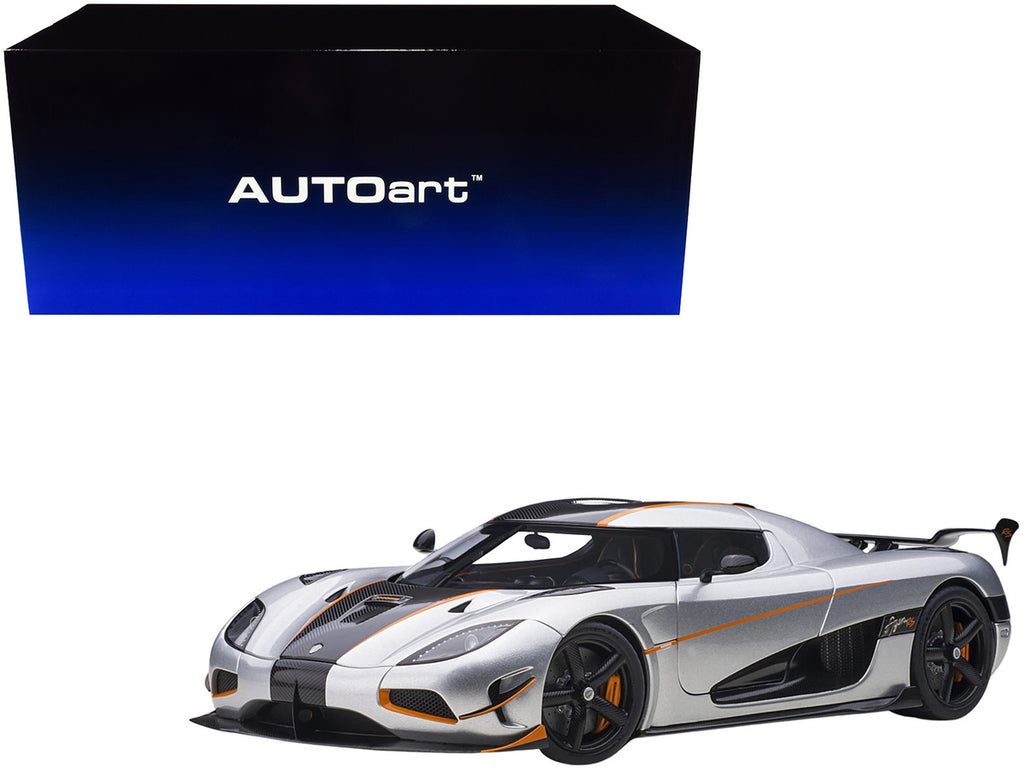 Koenigsegg Agera RS Moon Silver with Carbon and Orange Accents 1/18  Model Car by Autoart-0