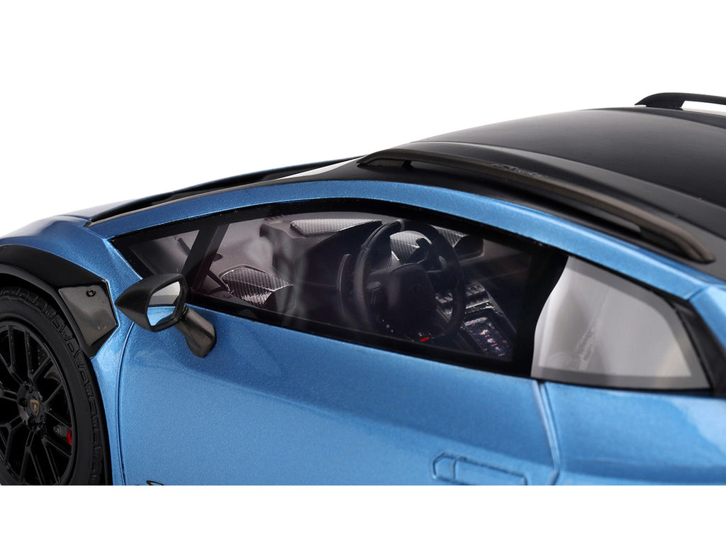Lamborghini Huracan Sterrato Blu Aegir Blue Metallic with Matt Black Top 1/18 Model Car by Top Speed